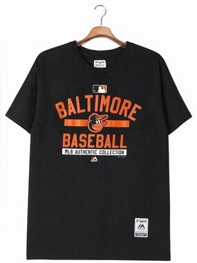 Majestic Baltimore Orioles T-Shirt Men’s XL Black MLB Mascot Logo Cotton